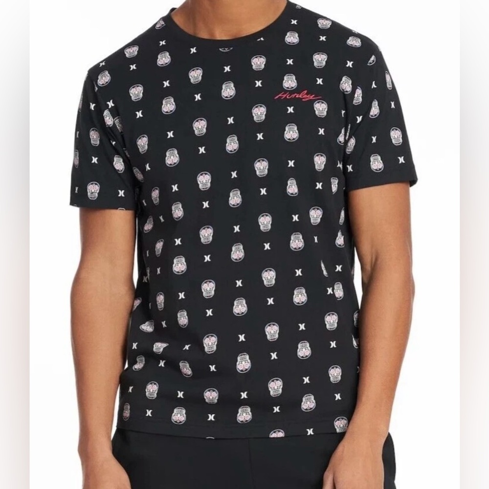 Hurley Surf Company Sugar Skull Calavera Black T-Shirt Men’s S Day of the Dead